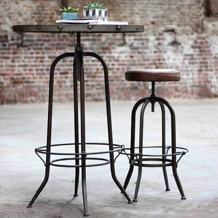 Table haute bois métal industrielle vintage - Western 