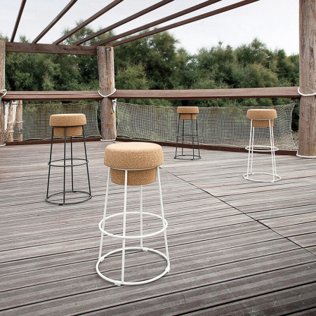 Tabouret de bar design bouchon de liège et métal gris anthracite - Champagne 