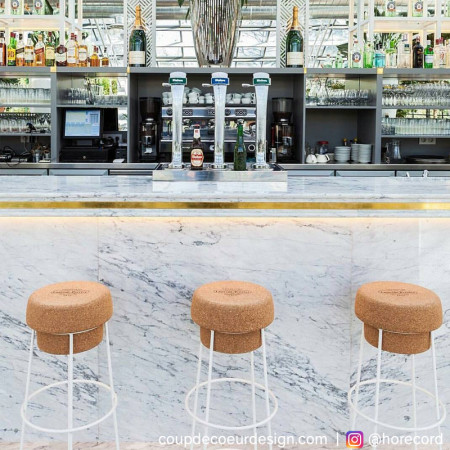 Tabouret de bar design bouchon de liège et métal blanc  - Champagne