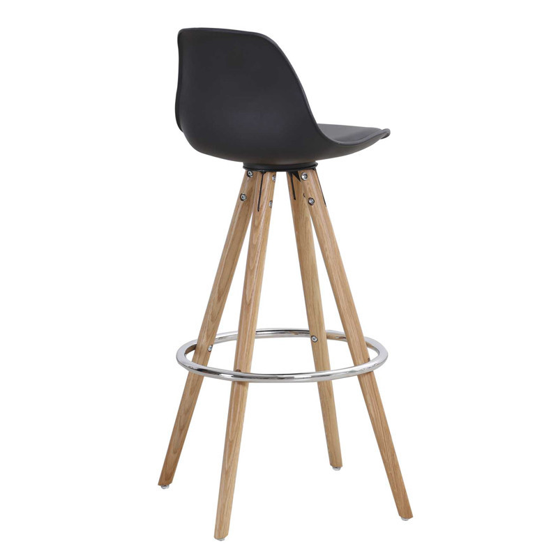 Tabouret de bar scandinave noir simili cuir - Valdo 
