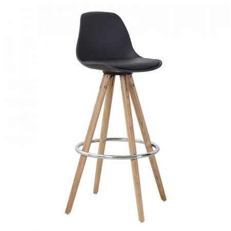 Tabouret de bar scandinave noir simili cuir - Valdo 