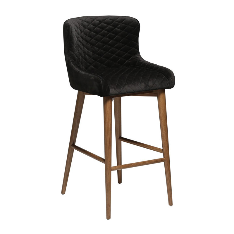 Tabouret de bar confortable noir et bois - Velco 