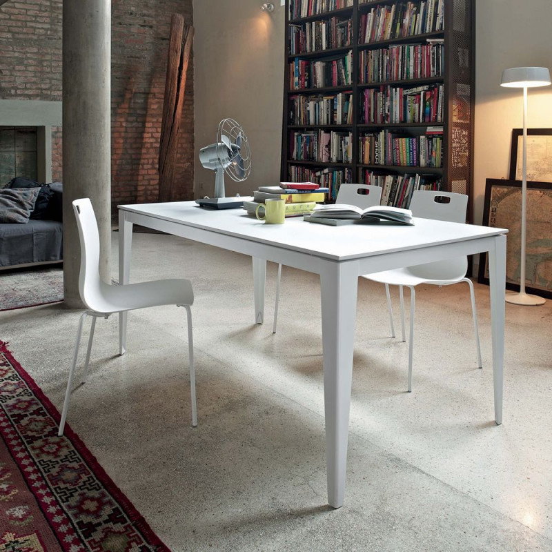Table salle à manger blanche extensible design - Dom Table salle à manger blanche extensible design - Dom