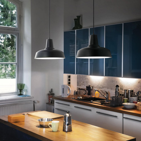 Suspension luminaire style industriel métal noir - Aliot 