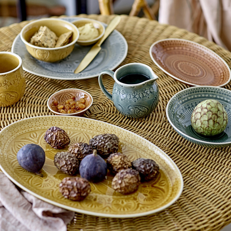 Table de cuisine ronde en rotin naturel vintage - Creti