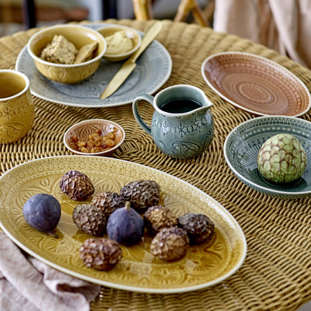 Table de cuisine ronde en rotin naturel vintage - Creti