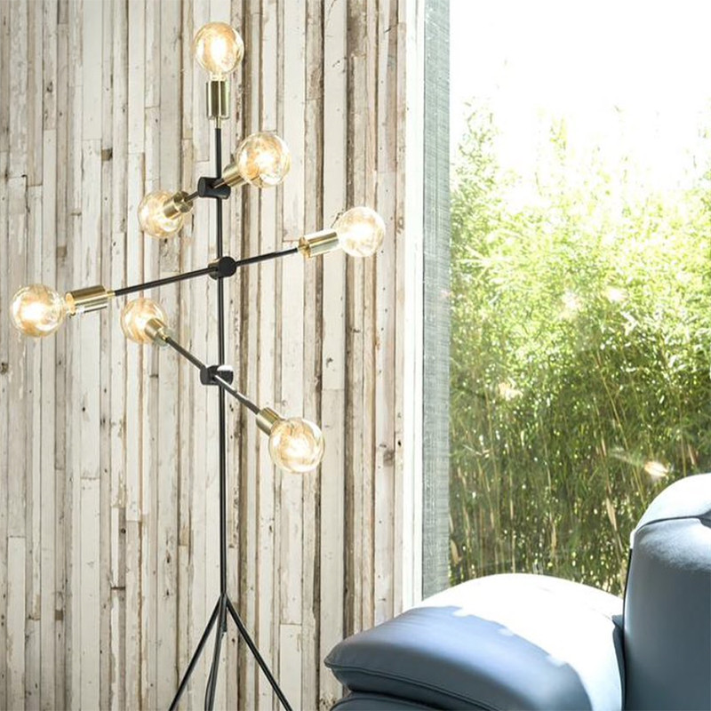 Lampadaire salon design métal noir ampoules déco - Mandy