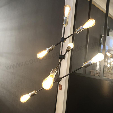 Lampadaire salon design métal noir ampoules déco - Mandy