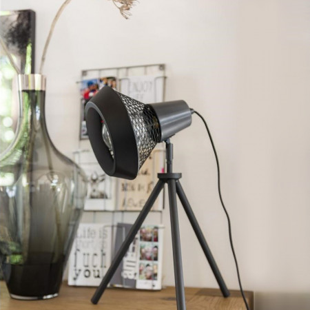 Lampe style industriel en métal noir sur trépied - Victor