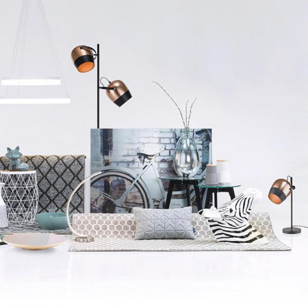 Lampe design cuivre et métal noir - Rick