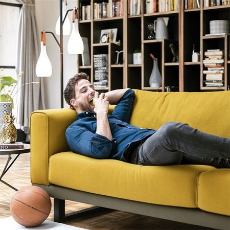 Lampadaire interieur design abat-jours suspendus lanières en cuir - Nada