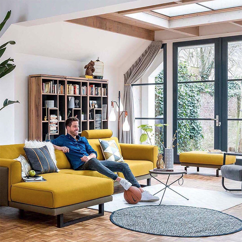 Lampadaire interieur design abat-jours suspendus lanières en cuir - Nada