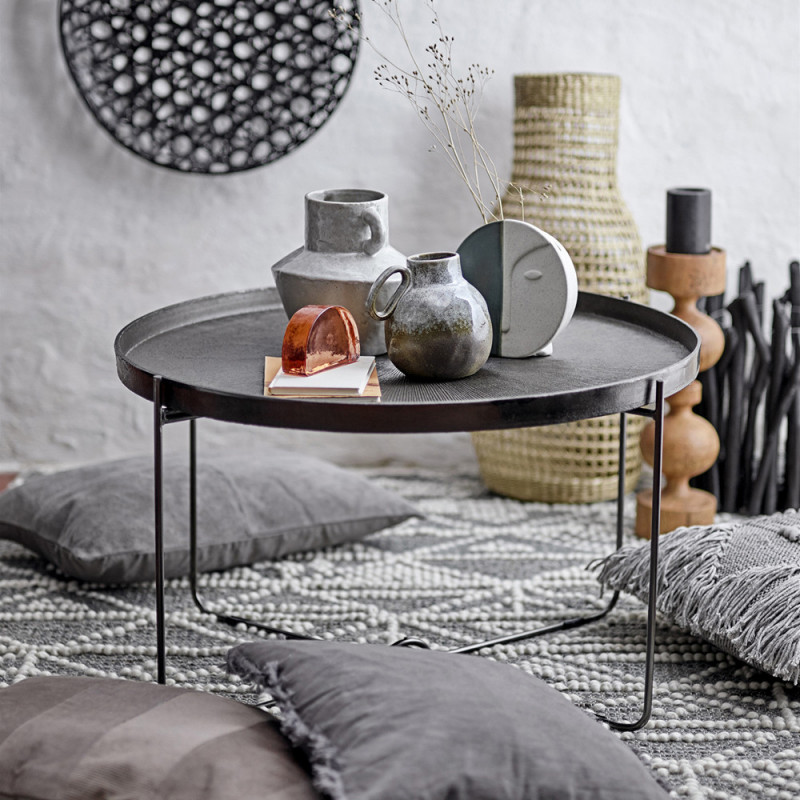 Table basse metal ronde noire Bloomingville - Troc