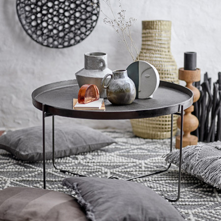 Table basse metal ronde noire Bloomingville - Troc