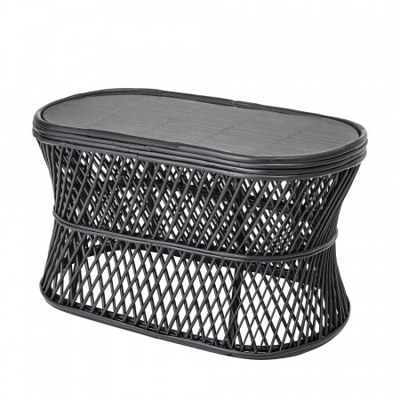 Petite table basse noire originale en rotin Bloomingville - Tane