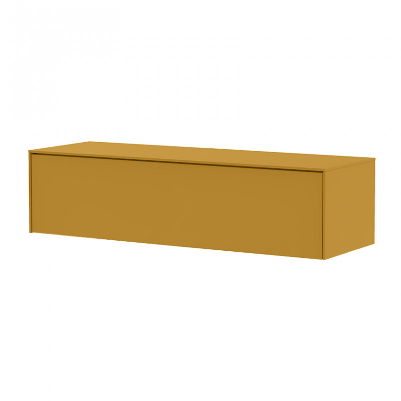 Meuble TV suspendu jaune design 120cm - Honey