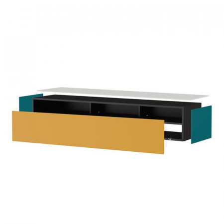 Meuble TV suspendu bleu canard - Teal