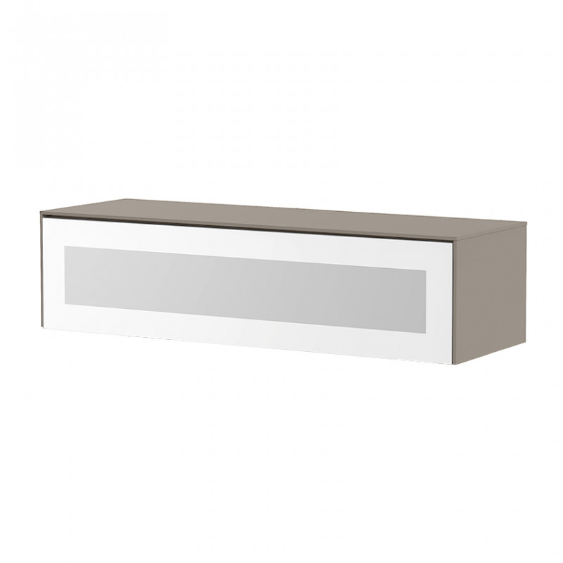 Meuble TV suspendu taupe et blanc porte infrarouge 120cm - Toile Meuble TV suspendu taupe et blanc porte infrarouge 120cm - Toile