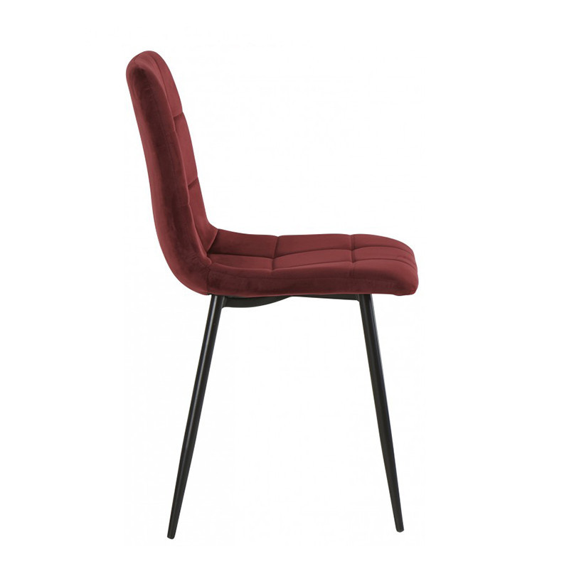 Chaise velours rouge bordeaux - Ana 