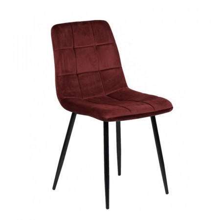 Chaise velours rouge bordeaux - Ana 