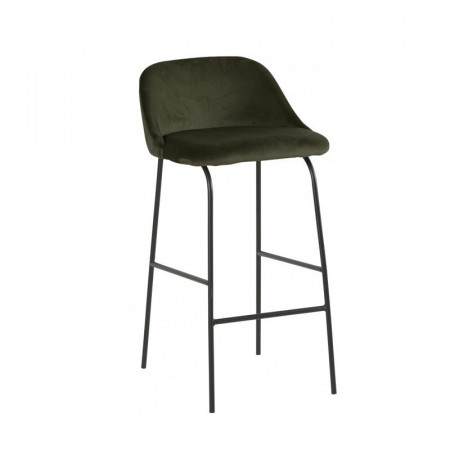 Tabouret de bar velours vert kaki design - Glad 