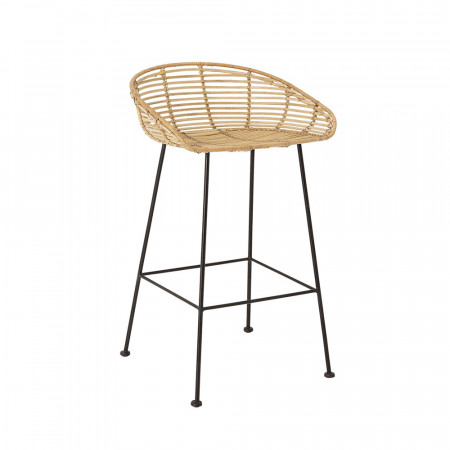 Tabouret de bar rotin et pied metal Bloomingville - Lena