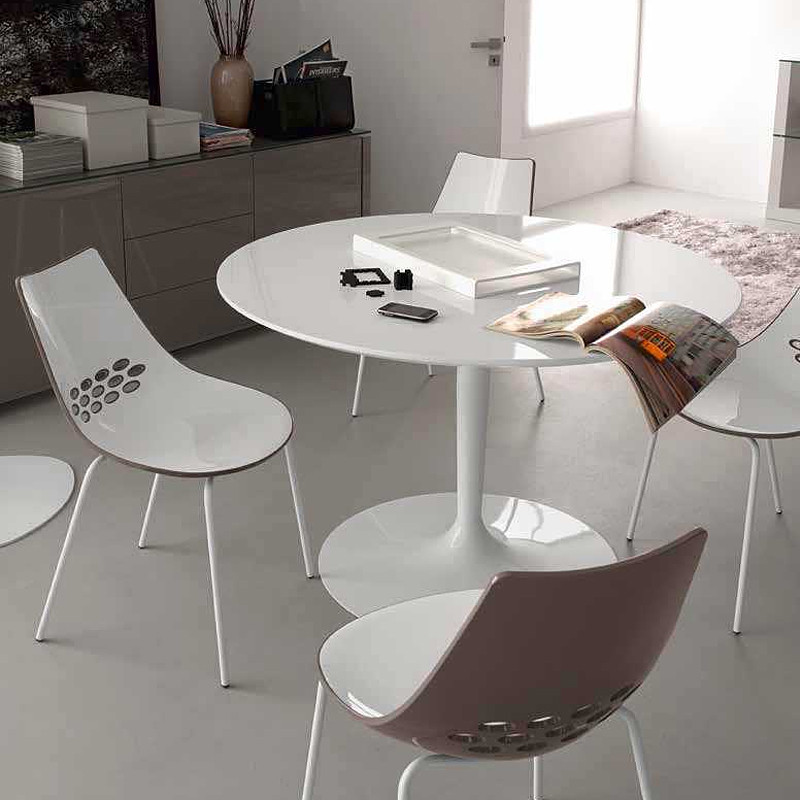 Table ronde blanche design pied central Connubia - Planet 