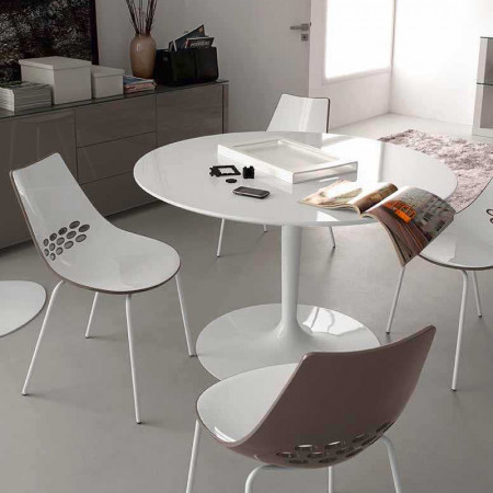 Table ronde blanche design pied central Connubia - Planet 