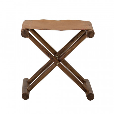 Tabouret pliable bois et assise en cuir - Tonnel