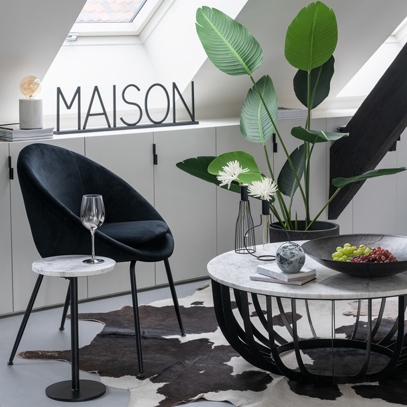 Chaise design ronde en velours noir - Chloa