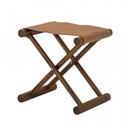 Tabouret pliable bois et assise cuir Bloomingville - Tonnel