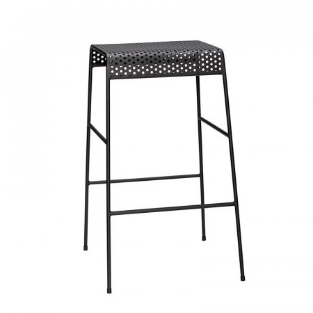 Tabouret de bar métal noir assise perforée Hubsch - Chani 