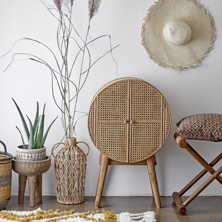 Tabouret pliable en bois et assise cuir - Tonnel