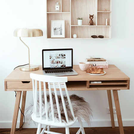 Bureau scandinave en bois 1 tiroir et 3 niches Hubsch - Sine