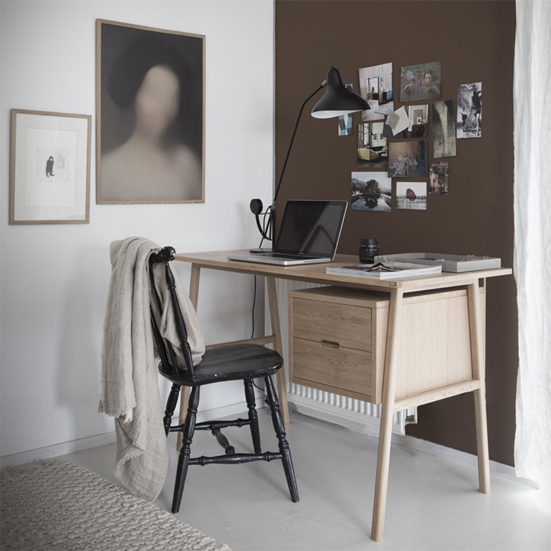 Bureau en bois 2 tiroirs style scandinave - Sine