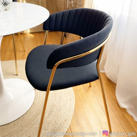 Chaise grise vintage avec accoudoirs pied doré Bloomingville - Jil