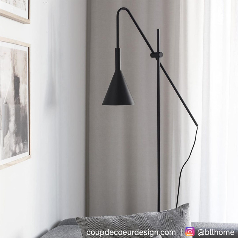 Lampadaire métal noir design Hubsch - Lixi