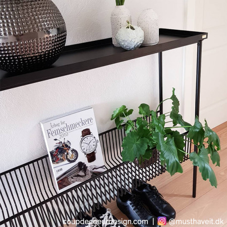 Console meuble design métal noir avec porte revue - Dani