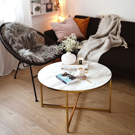 Table basse marbre laiton Hubsch - Cado