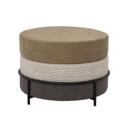 Pouf intérieur design tissu marron tricolor Bloomingville - Com 