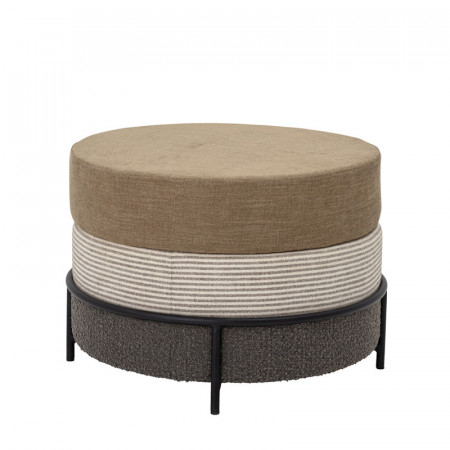 Pouf intérieur design tissu marron tricolor Bloomingville - Com 