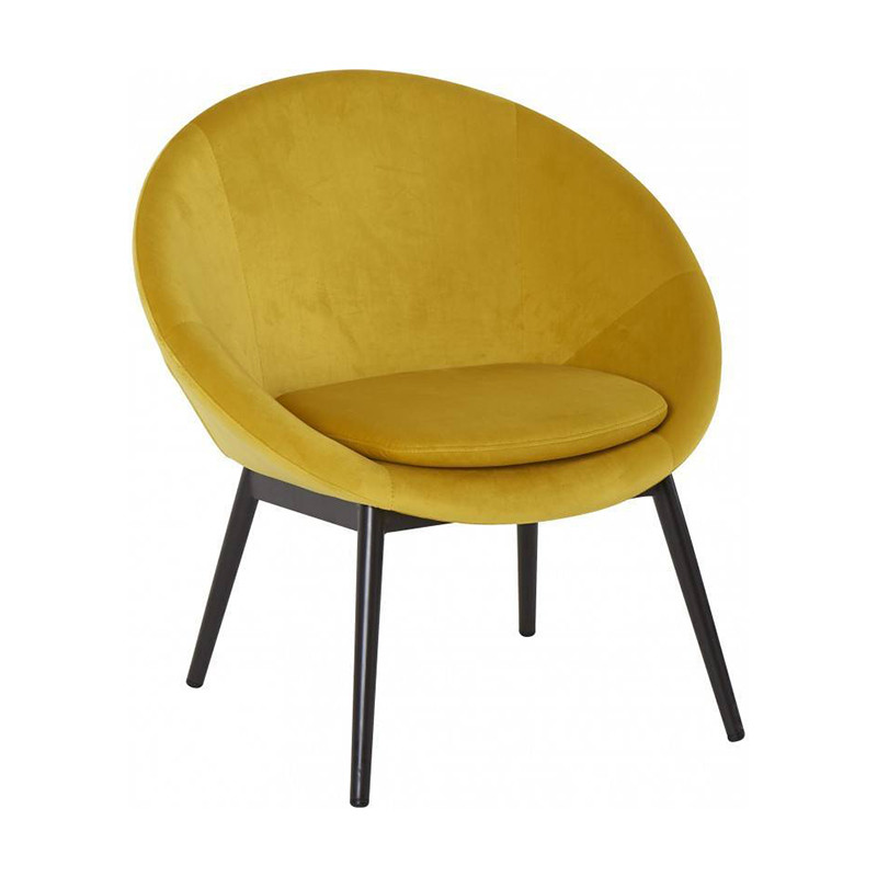 Fauteuil velours jaune et...