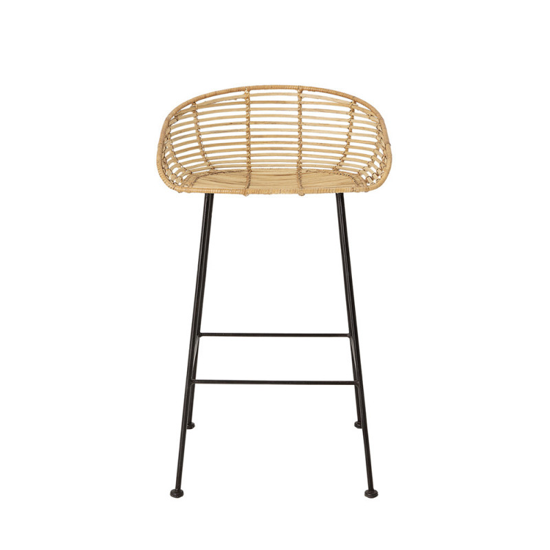 Tabouret de bar rotin naturel et pied metal Bloomingville - Lena