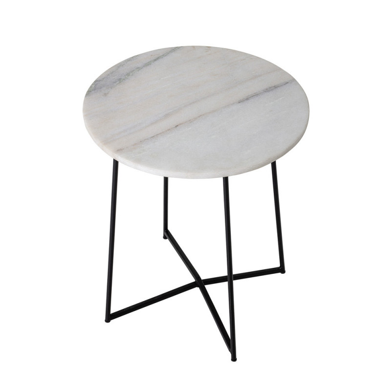 Table d'appoint marbre blanc et métal Bloomingville - Bagio