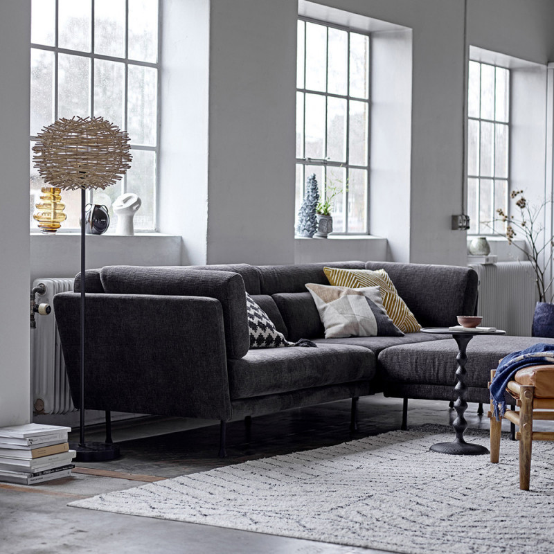 Grand canapé droit en tissu gris anthracite - Conti Grand canapé droit en tissu gris anthracite - Conti