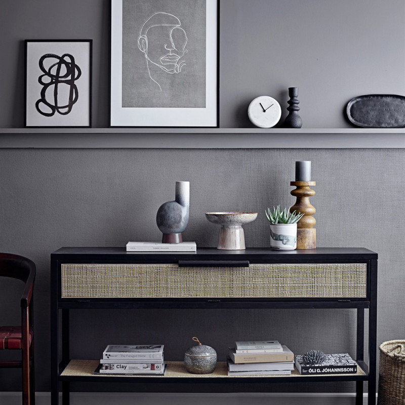 Cadre deco noir peinture minimaliste noir et blanc - Pola