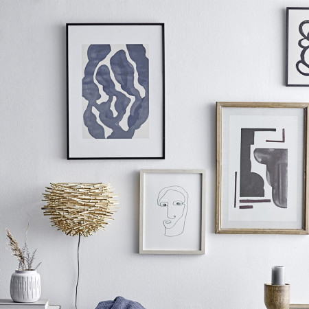 Cadre deco noir peinture minimaliste abstraite bleu - Scinto