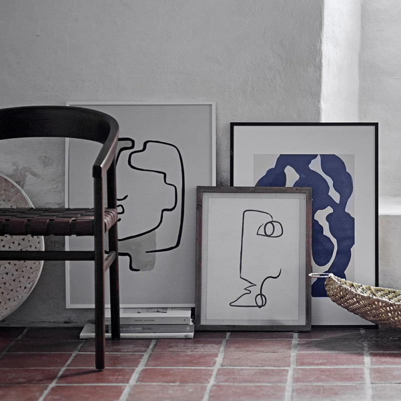 Cadre peinture minimaliste abstraite bleu Bloomingville - Scinto