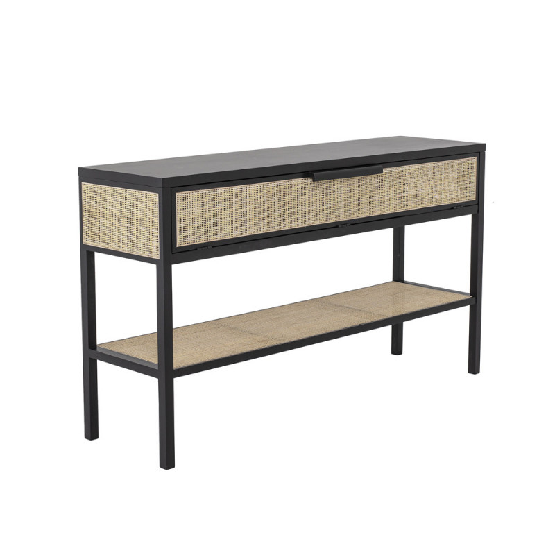 Meuble console noir et cannage design Bloomingville - Cassy