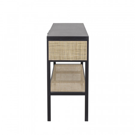 Grand meuble console noir et cannage Bloomingville - Cassy